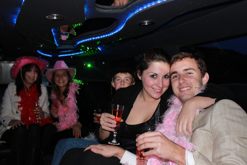 family celebration in limo